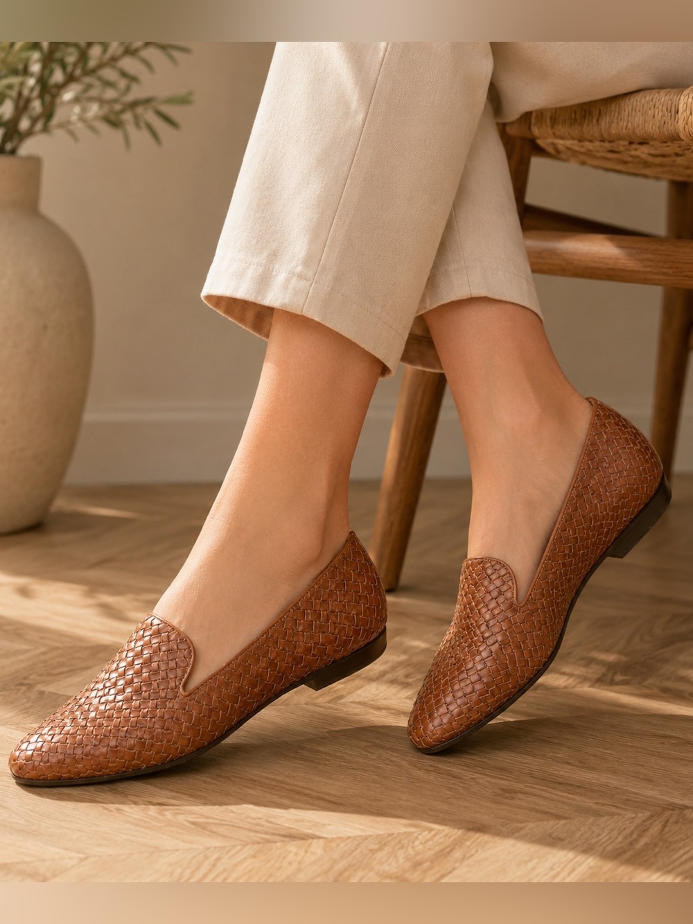 Bay Club Woven Leather Loafers – Women’s Size 9.5M
